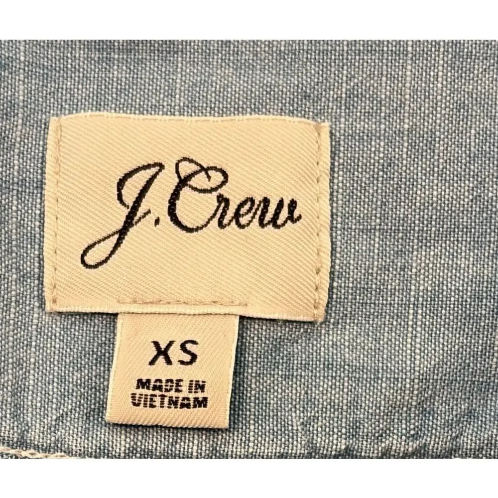 J.Crew Light Wash Chambray Denim Popover Tunic Shirt Top Sz XS